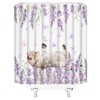 FILMILIL Funny Cat with Flower Shower Curtain Purple Lavender Butterfly