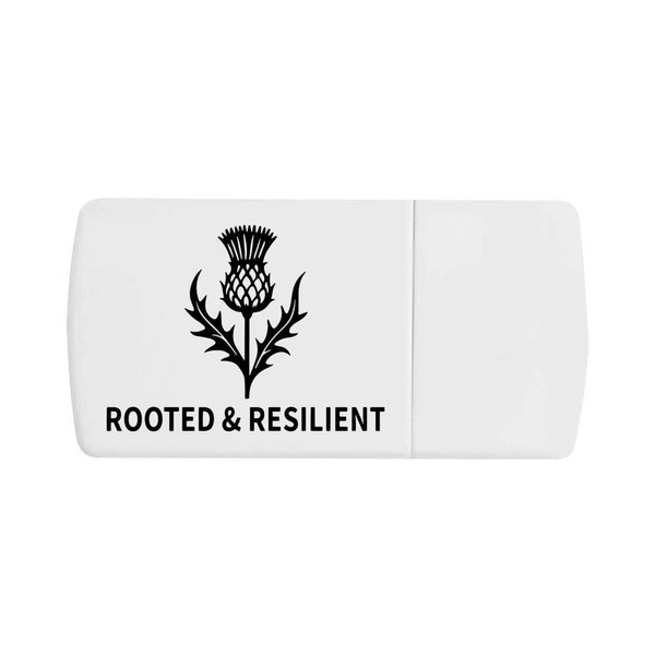 Azeeda 'Rooted and Resilient Thistle' Pill Box with Tablet Splitter