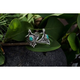 Windalf Ariya Elf Ring Height 2 cm Turquoise Ring High Quality Silver, Silver