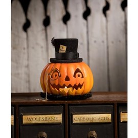 Bethany Lowe Dr. Jekyll Pumpkin Jack-O-Lantern, Resin, Orange, TD3147
