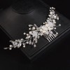 Teyglen Silver Flower Wedding Hair Comb Headband Bridal Pearl Crystal