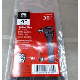 Gardner Bender 88030 Cable Ties 4 " L X 0.10 " W 18 Lb Black Bag 30 / Bag, FREE