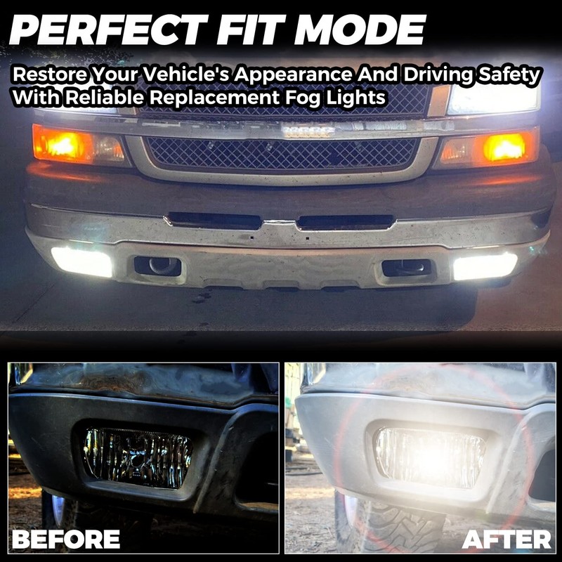 HECASA Pair Bumper Fog Lights Compatible with 2003-2007 Chevy Silverado