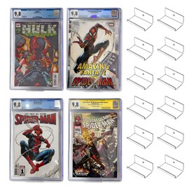 Monciysn 12pcs Clear Floating Comic Book Display Shelves, Comic Book Shelf Stand Wall Mount Display, Comics Books Case Frame Holder, Comic Book Showcase Display Case