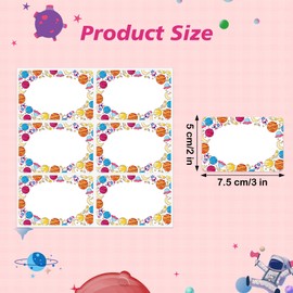 Lucleag 180 PCS Outer Space Name Tags Stickers, Space Theme Name Stickers Planet Galaxy Name Labels Sticker for Classroom Office Students Cubby Locker Clothes Space Themed Party, 2x3 inch