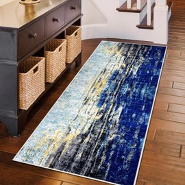 Heyroll Washable Area Rug, 2X6FT Hallway Runner Rug Carpet,Soft Modern Entryway Mat with Non-Slip TPR Backing,Low Pile Carpet for Indoor, Bath,Living Room,Kitchen,Laundry- Customized, Starry Sky