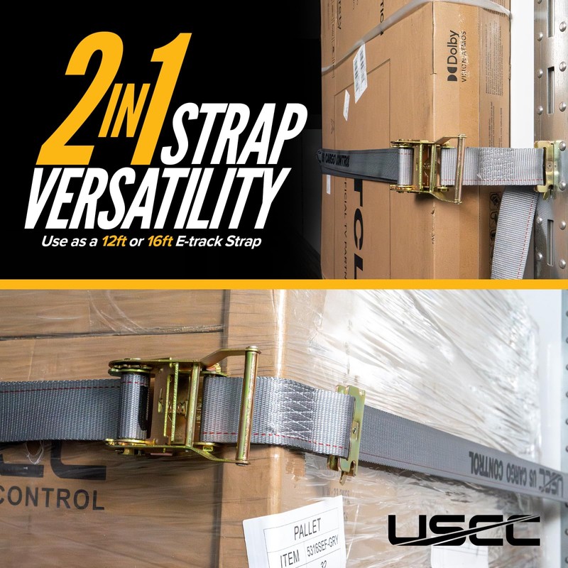 US Cargo Control Double-Fitted E-Track Ratchet Straps (4 Pack), 4,400