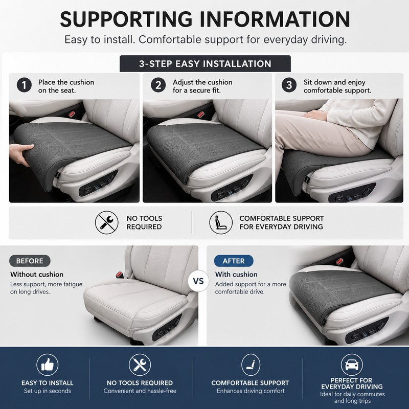 Car Seat Leg Support Cushion for Driving – Memory Foam