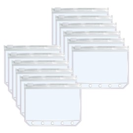Mogoostry A8 Binder Pockets Clear Zipper Pocket 5 Holes Binder Pouches 12pcs Frosted Binder Pockets with Zipper Mini Plastic Storage Bag