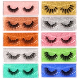 Lanflower Lashes False Eyelashes Natural Look 3D Faux Mink Eyelashes Pack 10 Styles Russian Strip Lashes