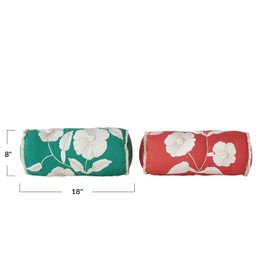 Creative Co-Op, Multicolor, Enchanted Garden Embroidered Bolster Pillow Set, Set of 2