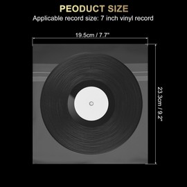 MECCANIXITY 100 Pcs Vinyl Outer Sleeves, Clear Vinyl Record Sleeves 9.2" x 7.7" Vinyl Record Protector Covers for 7" Single LP Storage Collections