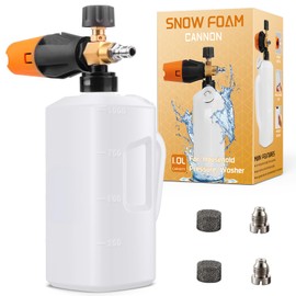 Fai Top 1L Foam Gun for Car Wash High Pressure Washer Snow Foam Jug 1/4 Quick Coupler Mesh Filter Adjustable Sprayer Nozzle Additional 1.1mm & 1.35mm Orifices
