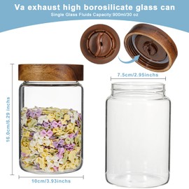 Glass Spice Jars Seasoning Containers Small Glass Jars with Lids Airtight Food Storage Canister for Kitchen Pantry Sugar Tea Coffee Bean Nuts Cookies Herbs Salt (30oz(900ml)*2 pack)