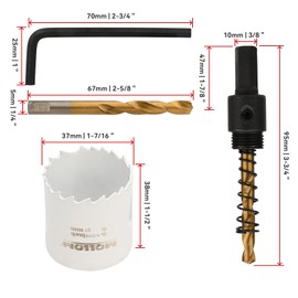 Mollom (37 mm | 1-7/16 inch) HSS M42 with 8% Cobalt Bi-Metal Hole Saw with 2 Pilot Drills & Holder, Smooth Cut for PVC, Drywall, Wood, Plastic, Plasterboard, Rubber Projects