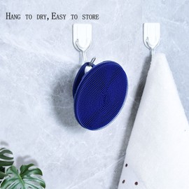 Silicone Face Brush Handheld Facial Cleansing Scrubber, Dark Blue+Gray