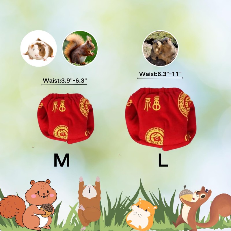 TTMIMIK Adjustable Small Pet Diapers, Reusable Washable Squirrel Diapers Absorbent