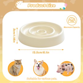 ACTOYS Anti Schling Napf Katze, Antischlingnapf Katze, Schlingnapf Katze, Katzennapf, Futternapf Katze, Antischlingnapf Hunde, Katzennapf Flach (Weißer Kreis)