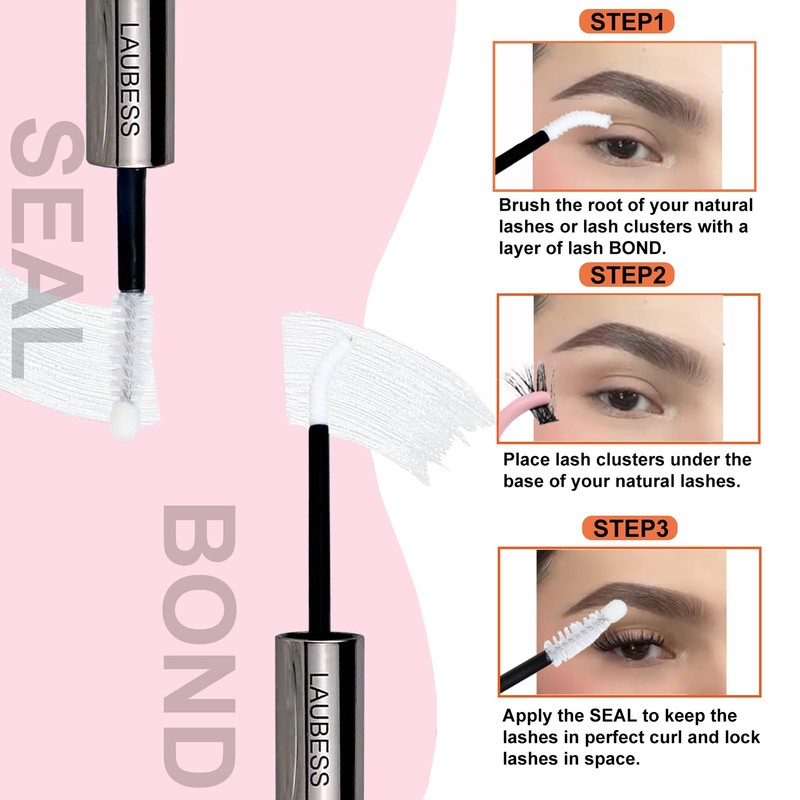 Lash Bond and Seal Lash Glue Waterproof LAUBESS 2-in-1 Cluster
