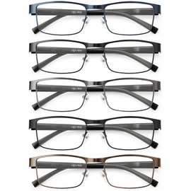 JOLISU 5PCS Reading Glasses Men - Blue Light Blocking Computer Metal Thin Frame Readers For Mens/Women（2.25）