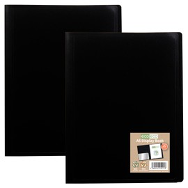 eco-eco A5 100% Recycled 20 Pocket Black Flexible Cover Portfolio Book Folder Display Book, eco015x2