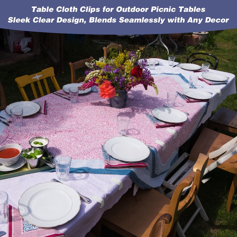 Neyauo 24pcs Table Cloth Holder Clips, Clear Tablecloth Clips for