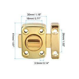 PATIKIL Door Swivel Bolt Latch 1.61" x 1.18", Zinc Alloy Security Door Window Gate Slide Lock with Screws for Bedroom Cabinet Closet, Gold Tone