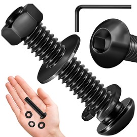 (20Sets) 1/4-20 Bolt x 1-1/4" Button Head Socket Cap Screws, Black Oxide 304 Stainless Steel Nuts and Bolts, 18-8 Allen Screws, Nuts and Bolts Assortment Kit, Fully Threaded Hex Spanner by Mywish