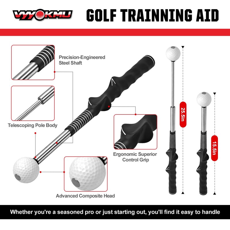 VYYOKMU Tempo Stick Golf for Right Hand, Retractable Golf Swing