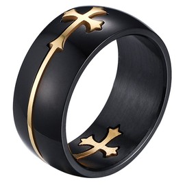 OIDEA Men's Ring Ankh Cross Stainless Steel: Black Rings for Men Women Vintage Classic Retro Charm Egyptian Cross Ring Men's Ring Stainless Steel Ring Band Ring Gift for Men Women, Stainless Steel