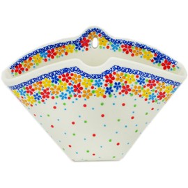 Polish Pottery 8½-inch Coffee Filter Holder made by Ceramika Artystyczna (Flower Meadow In The Garden Theme) Signature UNIKAT + Certificate of Authenticity