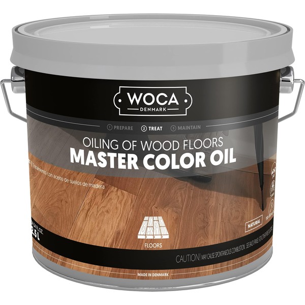 WOCA Denmark – Master Color Oil – White Color -Plant Based Oil Penetrating Stain and Finish for Wood Furniture, Floors, Trim and Cabinets - 2.5L