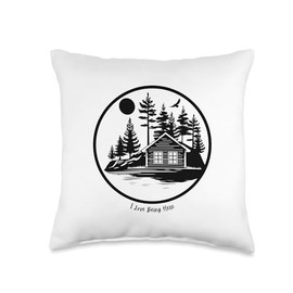 I Love Being Here Cabin Eagle Moon Design I Love Being Here Throw Pillow, 16x16, Multicolor