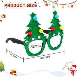 Artsolar Christmas Glasses, Christmas Glitter Party Glasses Frames, Christmas Party Favors Holiday Ornaments For Christmas Photo Booth Props (Christmas Tree)