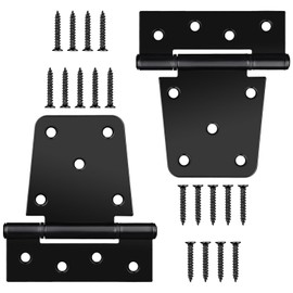 3.5 Inch Heavy Duty Gate Hinges, 2 Pack Black Iron Extra Thick T Door Hinges, Gate Hardware Kit for Indoor Outdoor, Shed, Wooden Fences, Vinyl Fence, Barn Door, Garage (Screws Included)