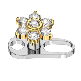 6 Petals Flower Cz Stone Gold Anodized Stainless Steel Top G23 Grade Titanium Internally Micro Dermal Anchor Drivers - Surface - Skin Piercing