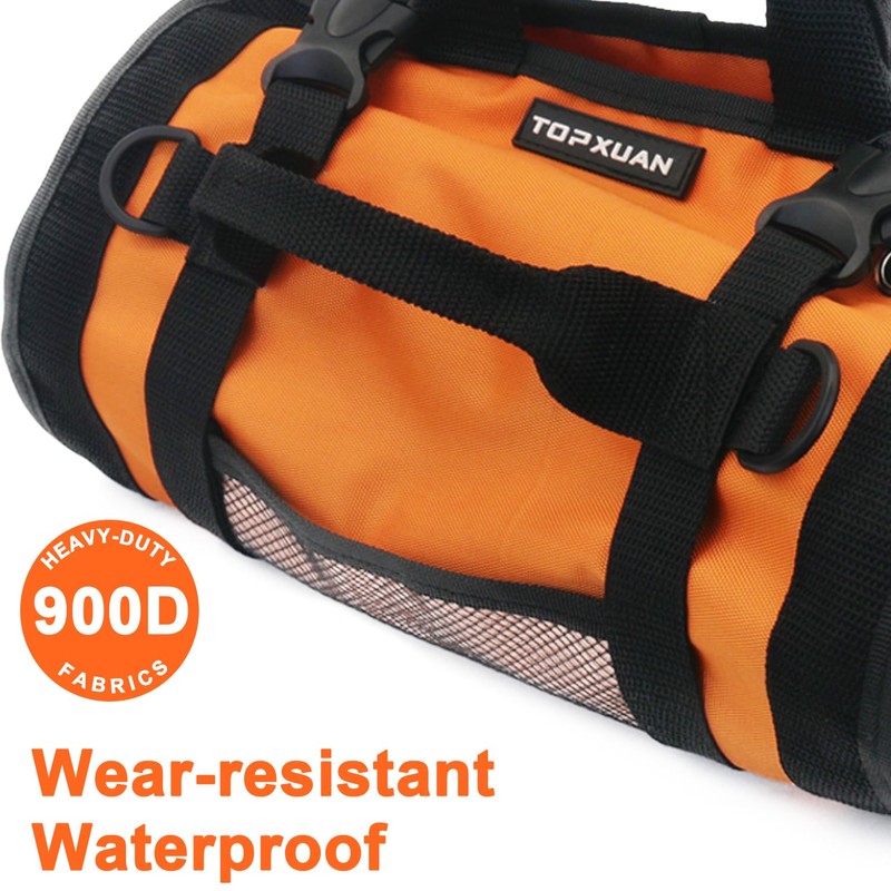 TOPXUAN Tool Roll Bag 4 Large Zipper pockets 2 detachable