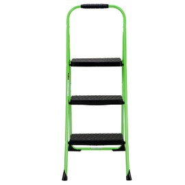 COSCO 11408GNF1E, Green Three Big Folding Step Stool with Rubber Hand Grip