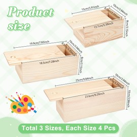 INTERWARM 12Pcs Blank Natural Wood Box, Unfinished Wood Storage Box with Slide Lid for Gift Jewelry Box DIY Art Craft Hobbies 3 Styles Wooden Rectangle Boxes for Keepsakes(Antique White)