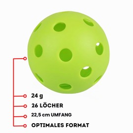 PIBA Sports Indoor Pickleballs Set of 6 Green 26 Holes with Net