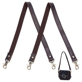 PH PandaHall 23 Inch Leather Purse Straps, 2pcs 0.7 Inch Wide Bag Straps Replacement Purse Strap Handles Brown Handbag Straps with Antique Bronze Swivel Clasps for DIY Shoulder Bags Wallet Making