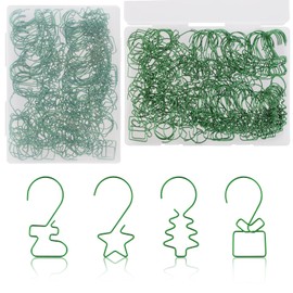 160pcs Christmas Ornament Hooks, Xmas Tree Ornament Hangers Including Star Gift Box Christmas Bauble Stocking Shaped Christmas Tree Metal Hooks for Christmas Tree Decoration Hanging(Green)