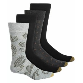 GOLD TOE $20 GOLDTOE Dress Socks | 4 Pair | Grey Black Paisley | Shoe 7-12 Sock 10-13