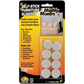 Restor-It Mighty Movers Self-Stick Furniture Sliders-1" Round 8/Pkg
