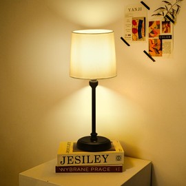 Cordless Table Lamp Touch Control, 6000mAh Battery Powered, Low Battery Reminder, Bedside Night Lamp can Stepless Dimming, Portable Table Lamp for Restaurant/Bedroom/Offices/Cafe (Black, High)