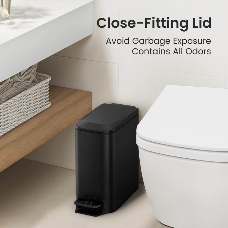 Cesun Small Bathroom Trash Can with Lid Soft Close, Step
