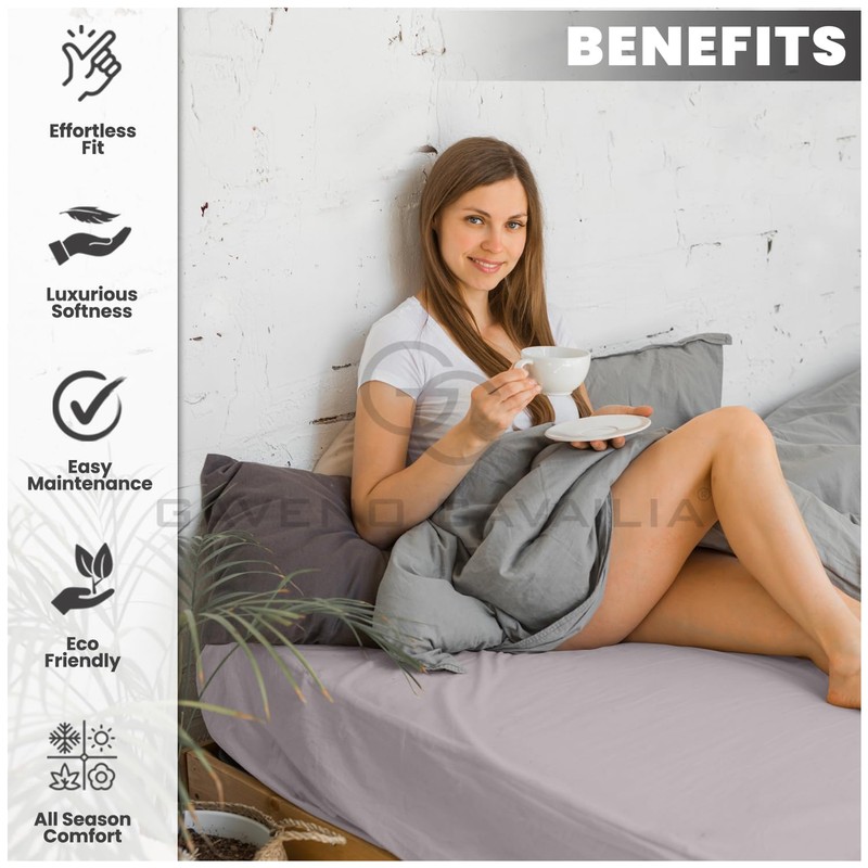 Polycotton Double Fitted Sheet (135x190 cm) - Plain Bedding Bedsheets