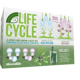 Miracle LED Plant Life Cycle 3-Socket Synchronized Grow Light Kit with 3 Blue Spectrum Ultra Grow Bulbs and 3 Red & Blue Spectrum Multi-Plant Bulbs and Sproutmatic All-Weather Timer Controls (3-Pack)
