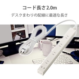 ELECOM ELECOM T-SL-2620WH AC Adapter Clean Tap, 6 Counts, 6.6 ft (2 m), White