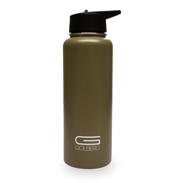 Golberg Water Bottle with Flip Top Lid and Straw –